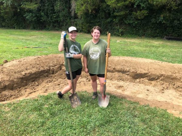 digging out a rain garden at indian avenue school